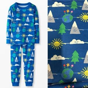 Hanna Anderson Kids Earth Day Long John Pajama Set Sz 14